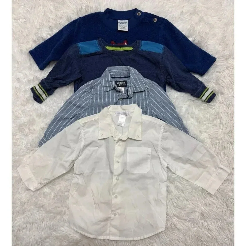 Oshkosh Boden Janie & Jack Top Lot Of 4 Boys Top Button Shirt Long Sleeve 12mos